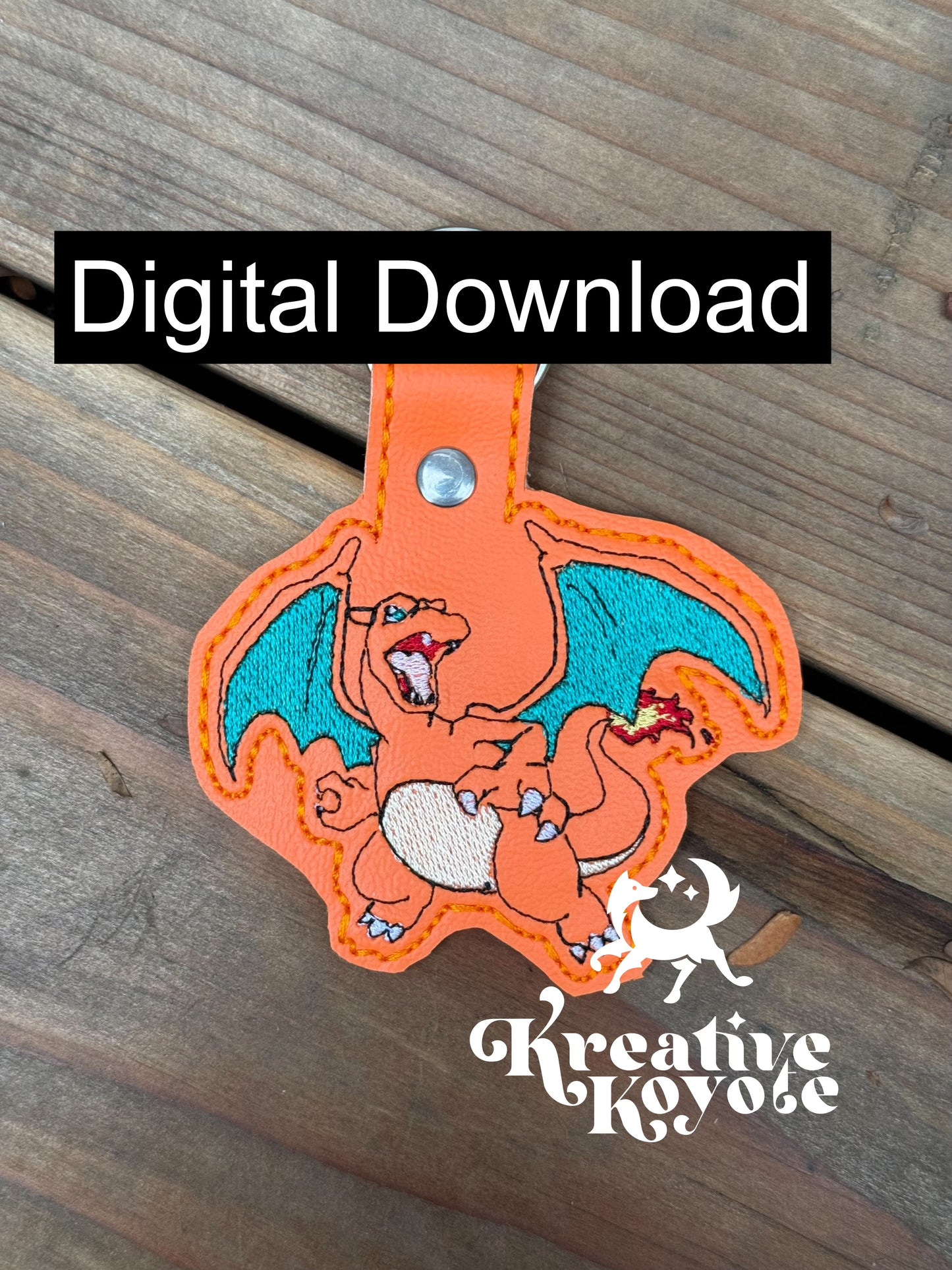 Orange Dragon Keyfob - ITH Machine Embroidery Pattern
