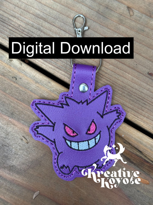 Purple Ghost #3 Keyfob - ITH Machine Embroidery Pattern